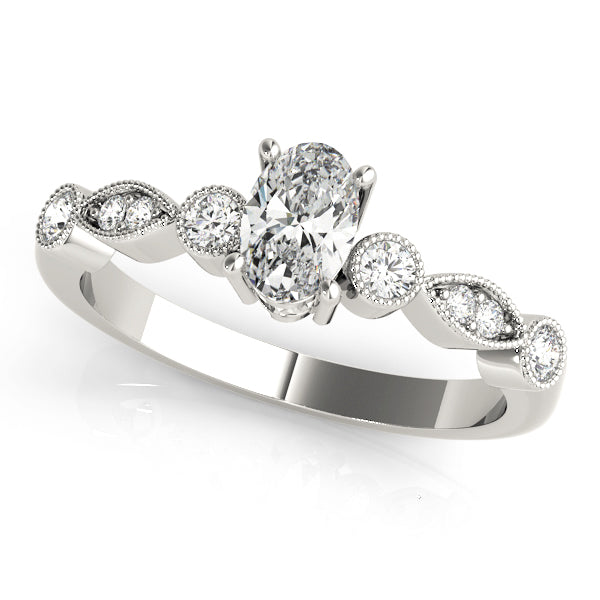White Gold Lab Diamond Oval Fashion Ring
