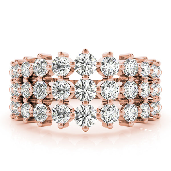18K Rose Gold 3-Row Lab Diamond Fashion Ring