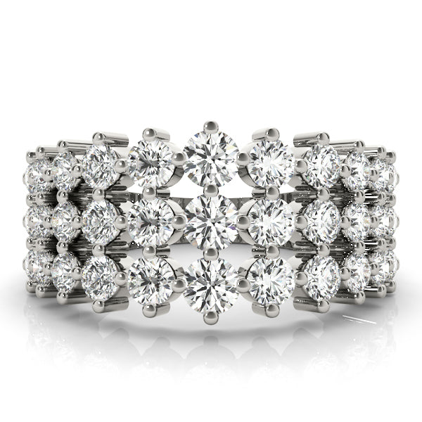 14K White Gold Lab Diamond 3-Row Ring