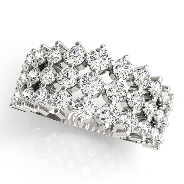 14K White Gold Lab Diamond 3-Row Ring