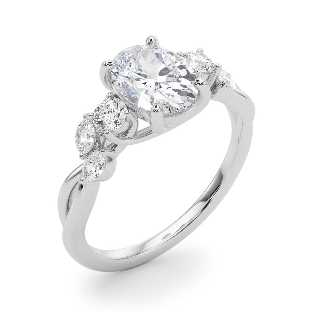 2 1/3 ct tw Lab Diamond Split Shank Ov Center Rd & Mq Sides