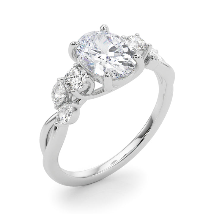 2 1/3 ct tw Lab Diamond Split Shank Ov Center Rd & Mq Sides