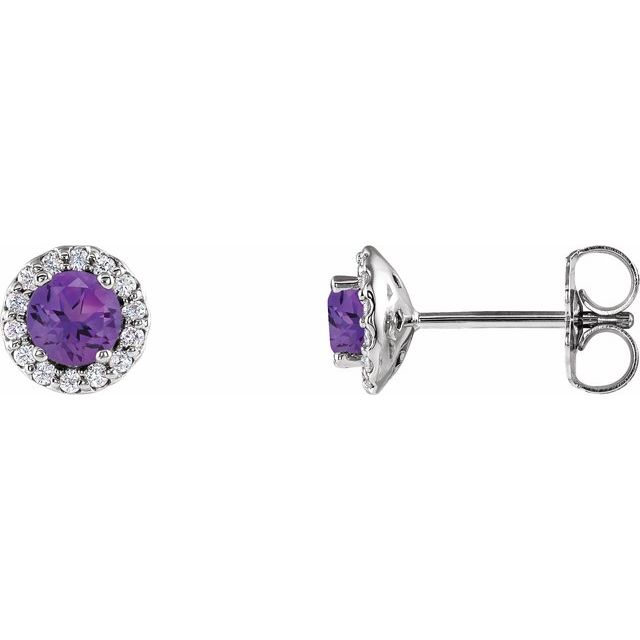 Round 4-Prong Halo-Style Earrings