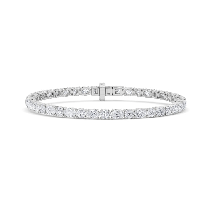 14K White Gold 7ctw Lab Diamond Oval Bracelet