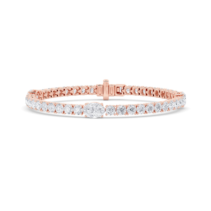 14K Rose Gold 10ctw Lab Diamond Oval Statement Bracelet