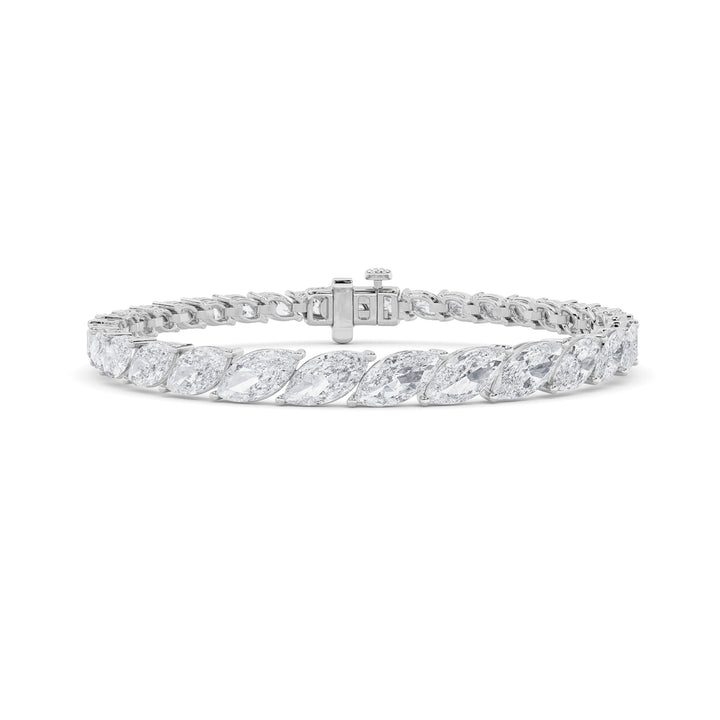 14K White Gold 13.4ctw Lab Diamond Marquise Bracelet