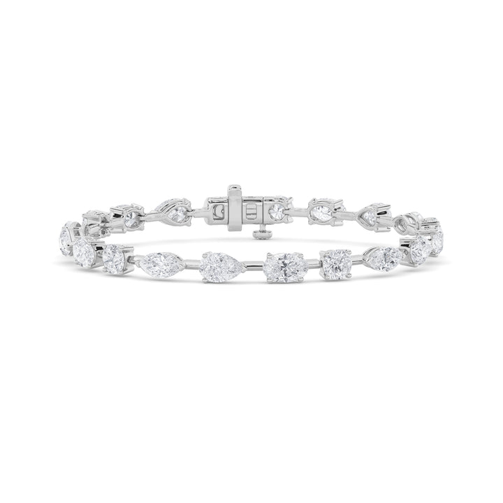 14K White Gold 10ctw Lab Diamond Marquise Round Bracelet