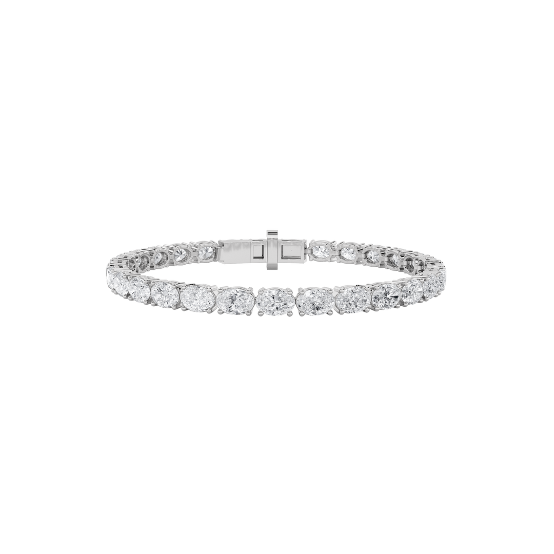 14K White Gold 12ctw Lab Diamond Oval Bracelet