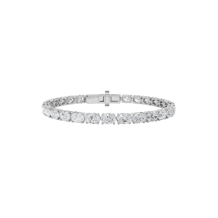 14K White Gold 13ctw Lab Diamond Oval Bracelet
