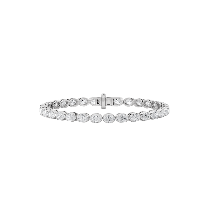 14K White Gold 7ctw Lab Diamond Oval Bracelet