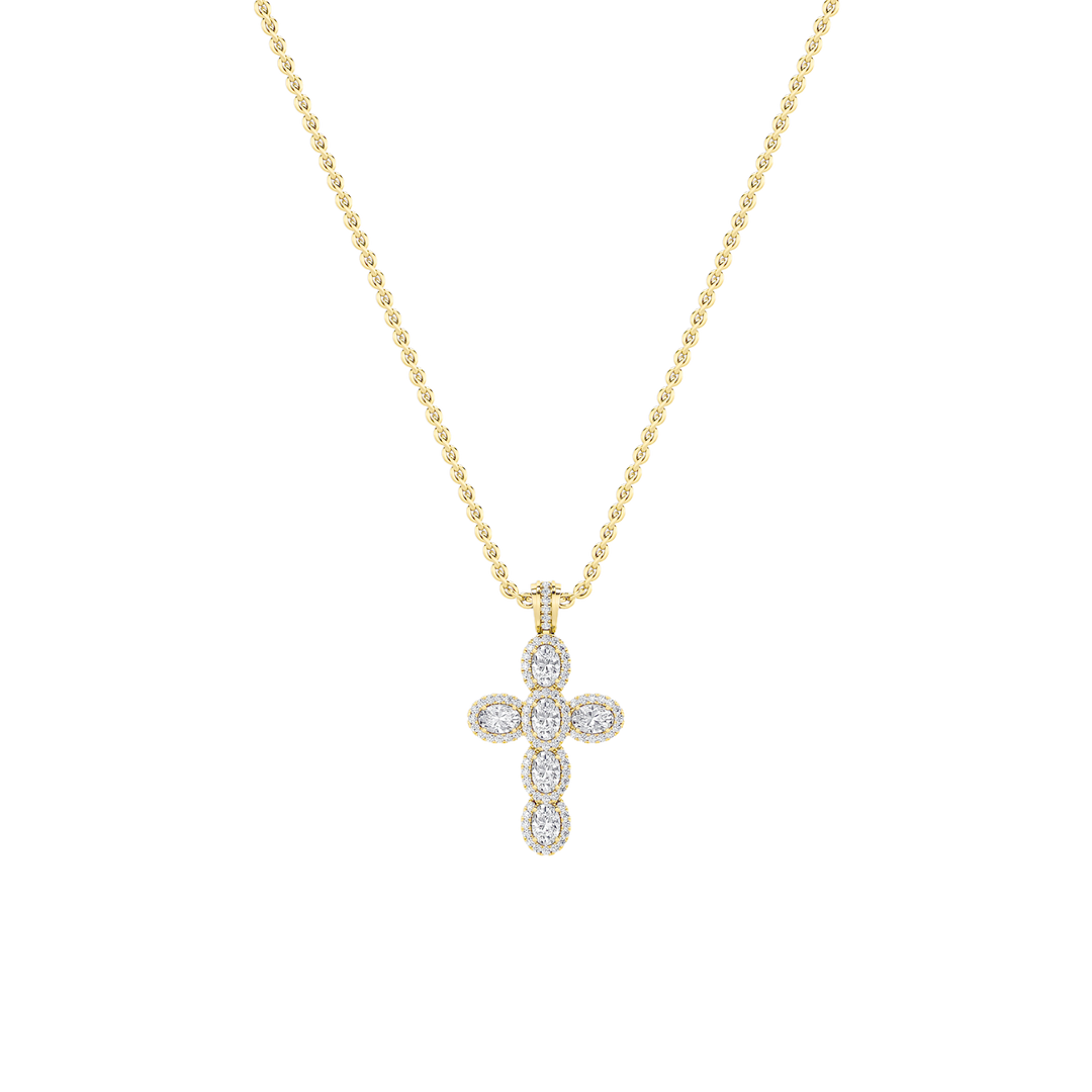 14K Yellow Gold 3ctw Lab Diamond Oval Pendant