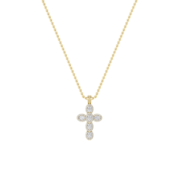 14K Yellow Gold 3ctw Lab Diamond Oval Pendant