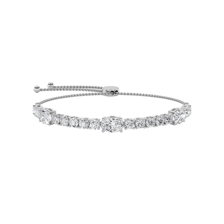 14K White Gold 5ctw Lab Diamond Oval Bracelet