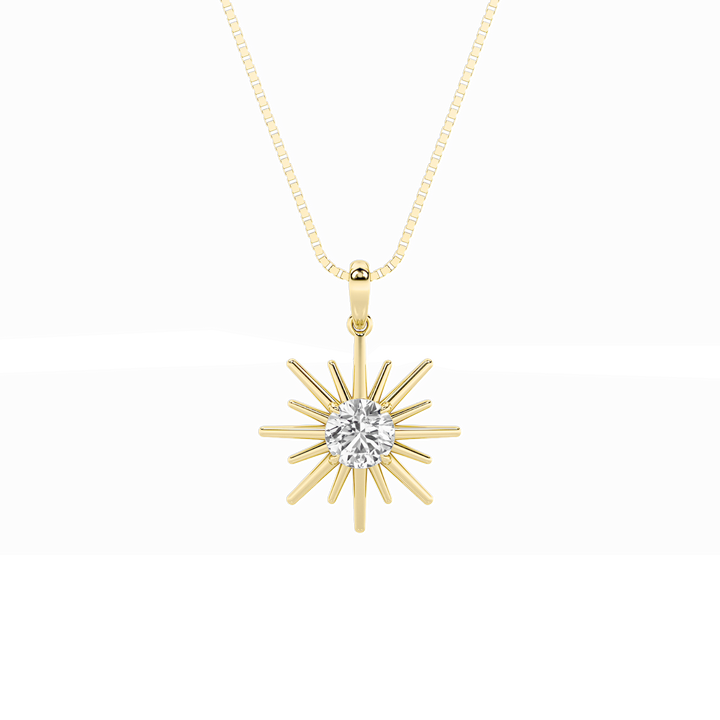 14K Yellow Gold 1.5ct Round Lab Diamond Pendant