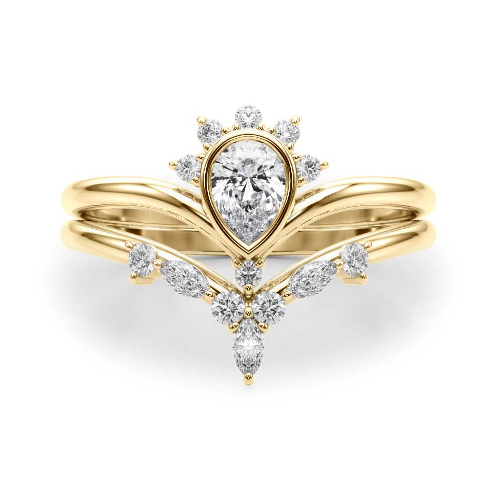 1/2 ct tw Lab Diamond Lab Grown Diamond Chevron With Pear Shape Center