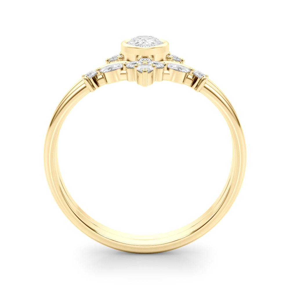1/2 ct tw Lab Diamond Lab Grown Diamond Chevron With Pear Shape Center