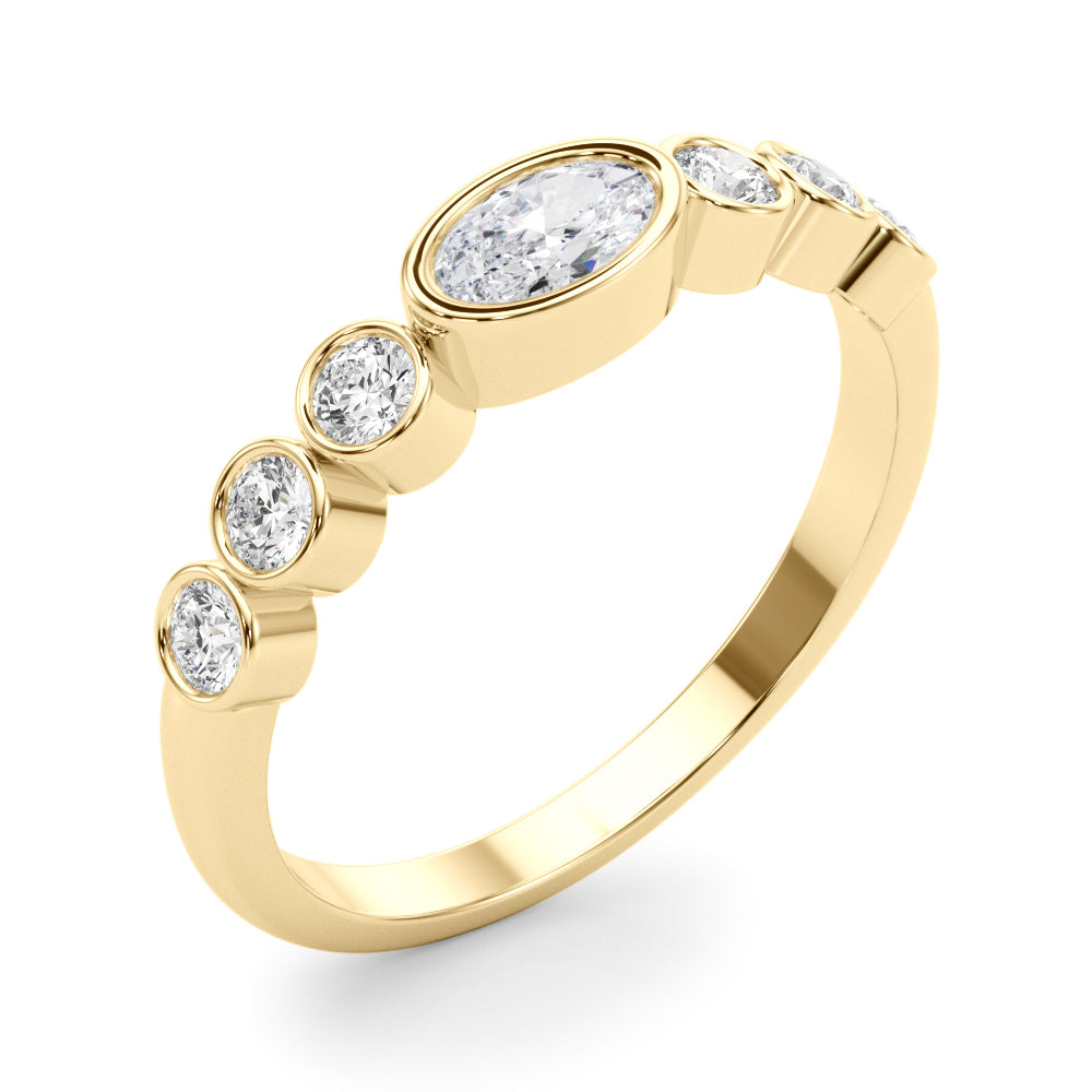 1/2 ct tw Lab Diamond Lab Grown Diamond With Oval Color Center Ring