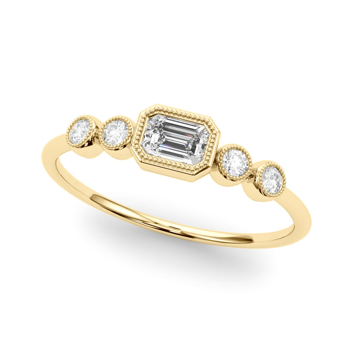 1/3 ct tw Lab Diamond Lab Grown Diamond 5 Stone Fashion Ring With Emerald Cut Center