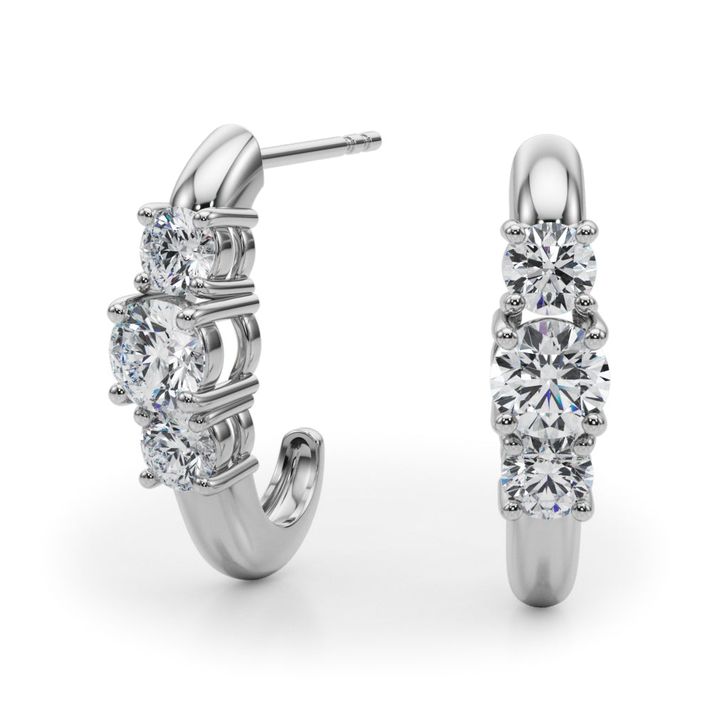 1 ct tw Lab Diamond Lab Grown Diamond 3 Stone Earrings