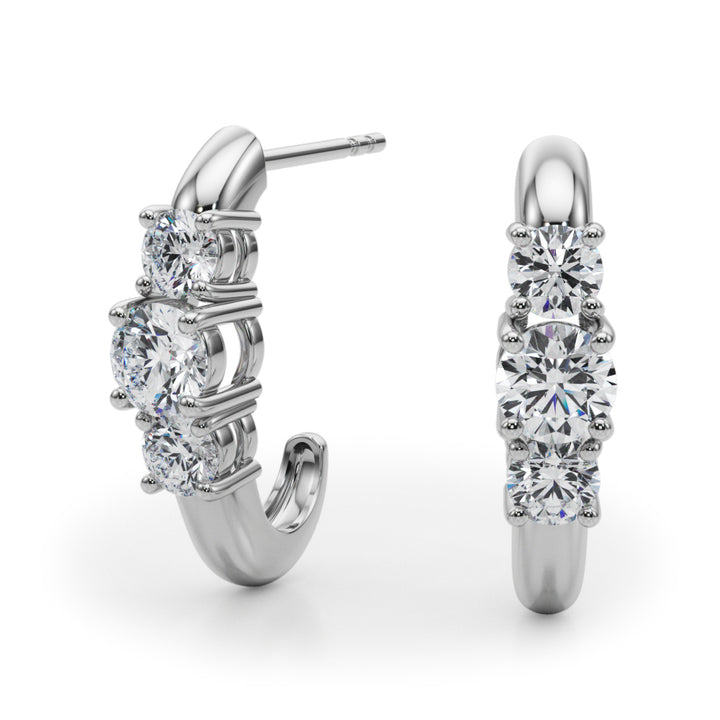 1 ct tw Lab Diamond Lab Grown Diamond 3 Stone Earrings
