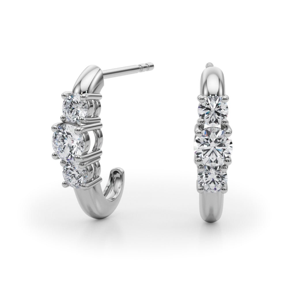 1/2 ct tw Lab Diamond Lab Grown Diamond 3 Stone Earrings