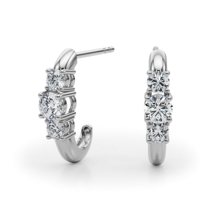 1/2 ct tw Lab Diamond Lab Grown Diamond 3 Stone Earrings