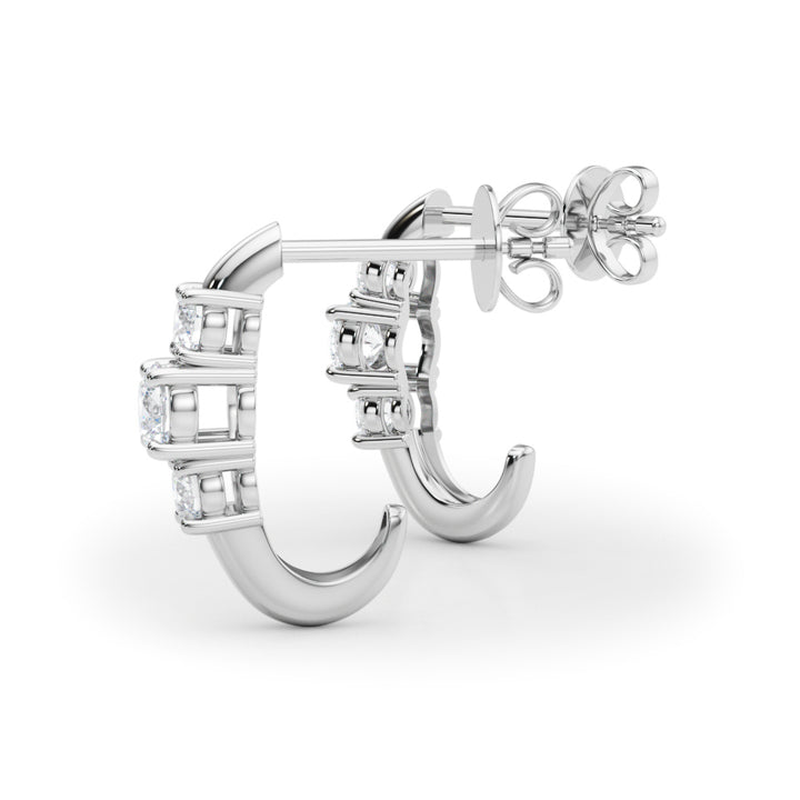 1/2 ct tw Lab Diamond Lab Grown Diamond 3 Stone Earrings