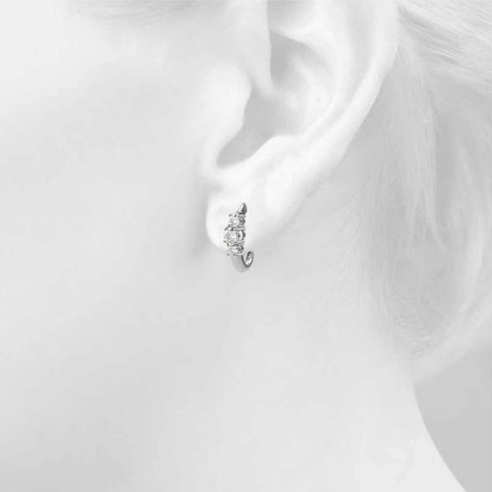 1/2 ct tw Lab Diamond Lab Grown Diamond 3 Stone Earrings