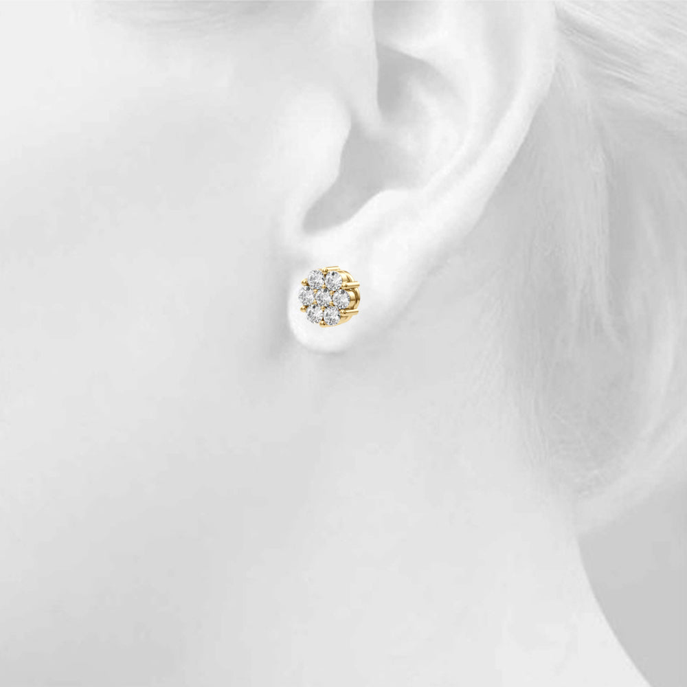 1 ct tw Lab Diamond Lab Grown Diamond Earrings Cluster