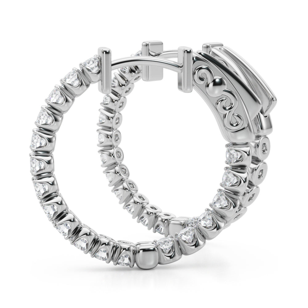 1 ct tw Lab Diamond Lab Grown Diamond .75 Inch 4 Prong Round Hoop