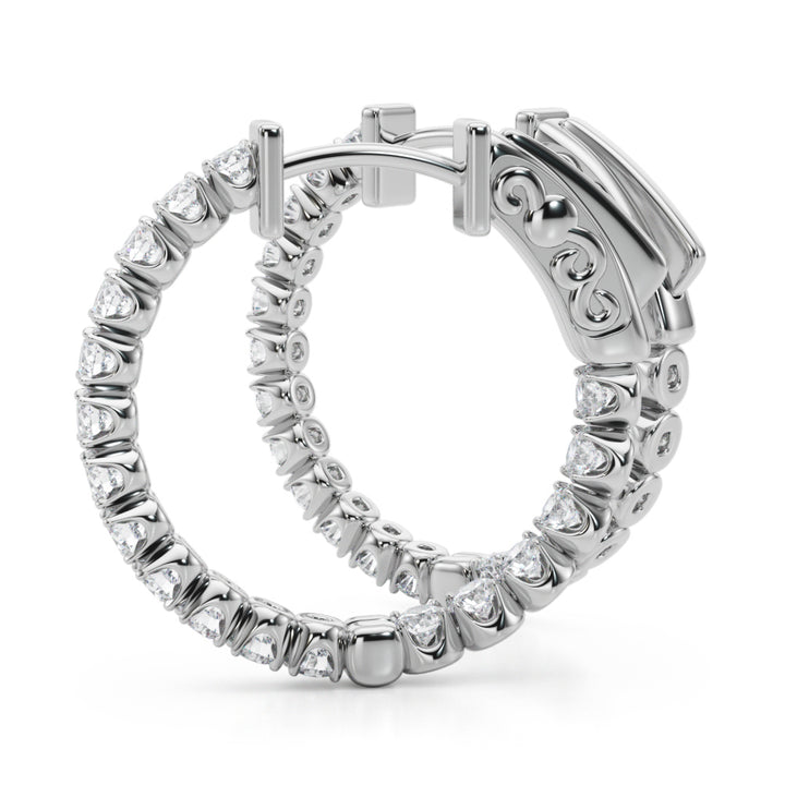 1 ct tw Lab Diamond Lab Grown Diamond .75 Inch 4 Prong Round Hoop