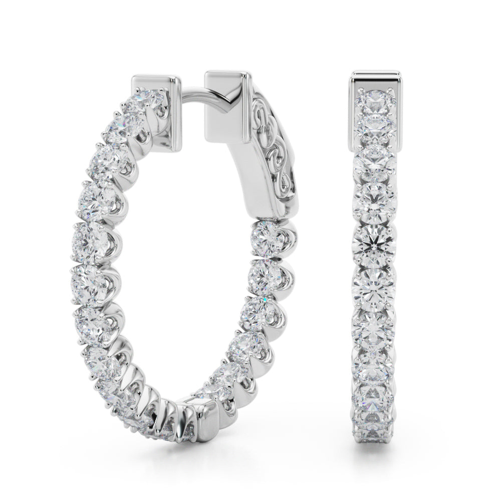 1 ct tw Lab Diamond Lab Grown Diamond .75 Inch 4 Prong Round Hoop