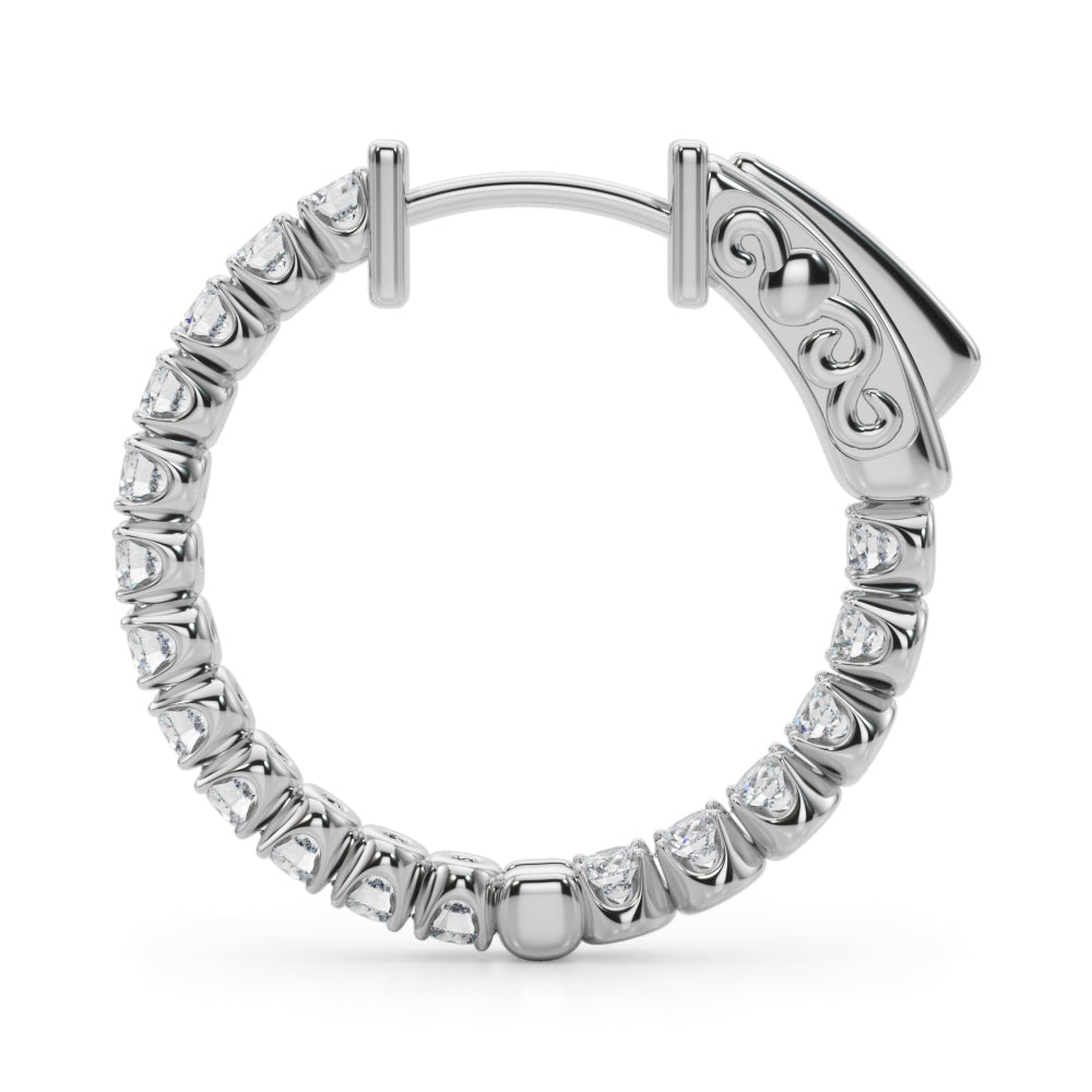 1 ct tw Lab Diamond Lab Grown Diamond .75 Inch 4 Prong Round Hoop
