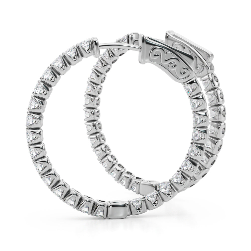 2 ct tw Lab Diamond Lab Grown Diamond 1.1 Inch 4 Prong Round Hoop