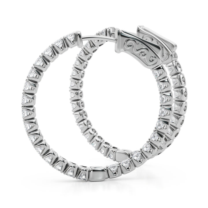 2 ct tw Lab Diamond Lab Grown Diamond 1.1 Inch 4 Prong Round Hoop