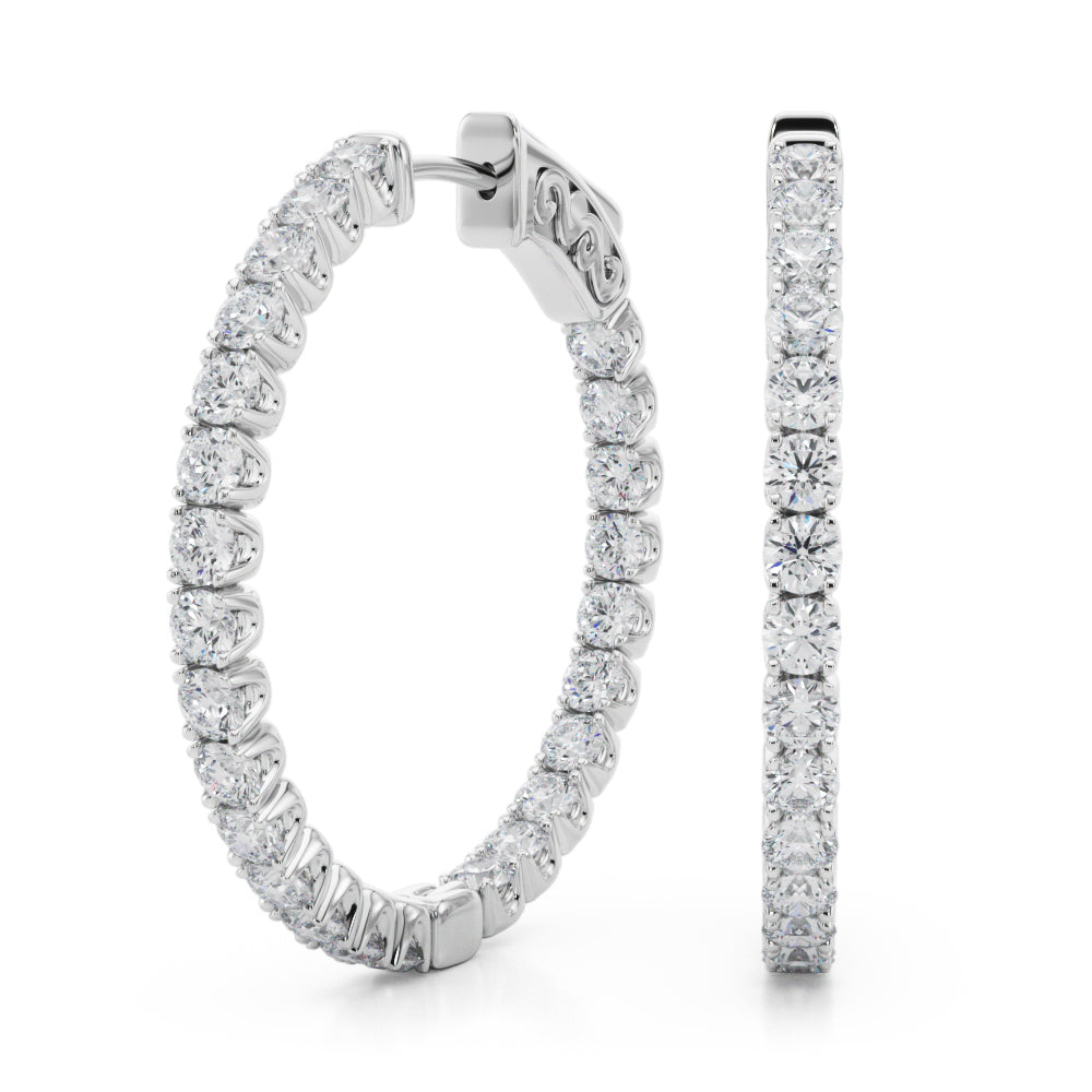 2 ct tw Lab Diamond Lab Grown Diamond 1.1 Inch 4 Prong Round Hoop