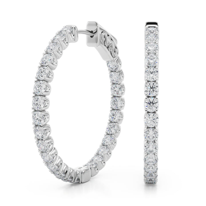 2 ct tw Lab Diamond Lab Grown Diamond 1.1 Inch 4 Prong Round Hoop