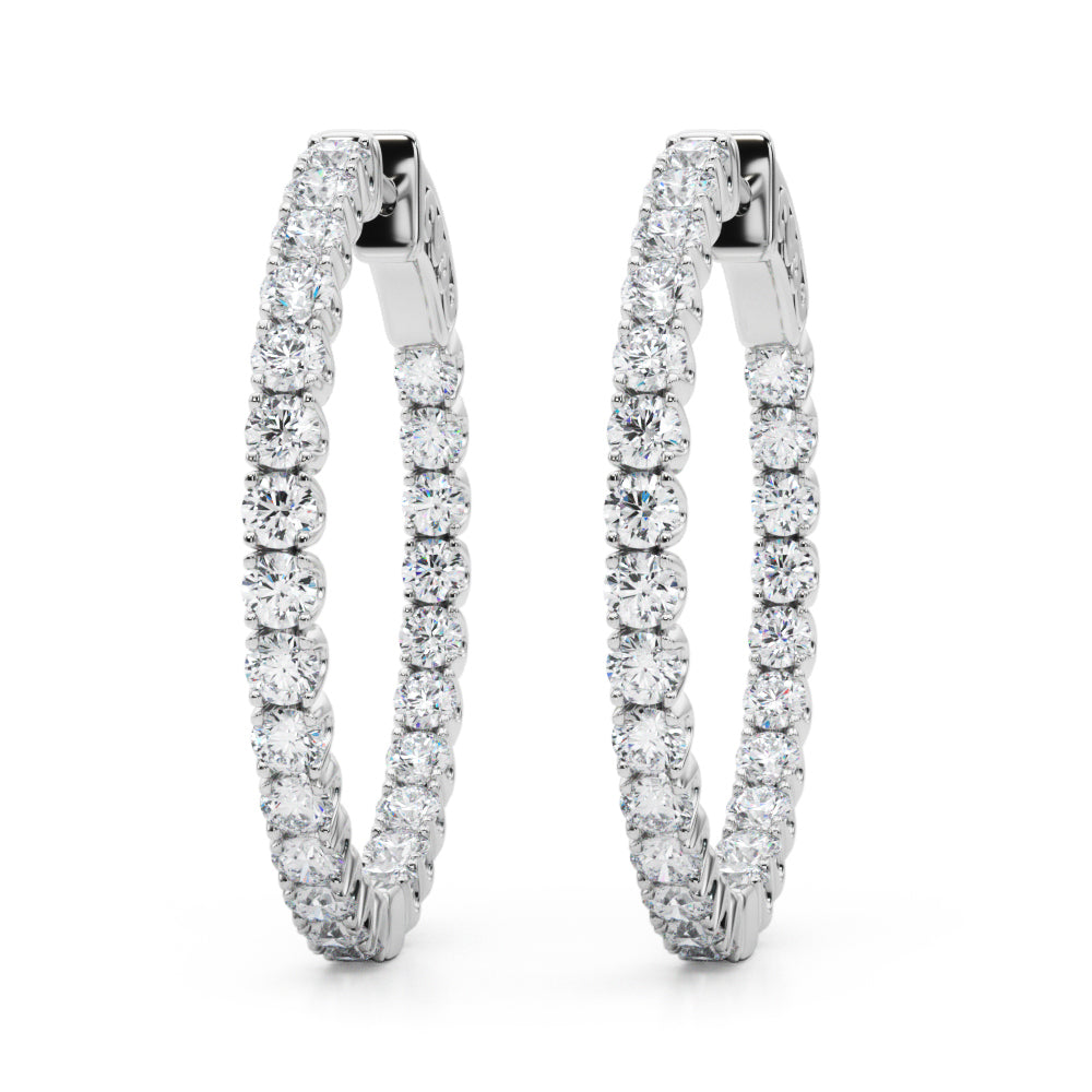 2 ct tw Lab Diamond Lab Grown Diamond 1.1 Inch 4 Prong Round Hoop