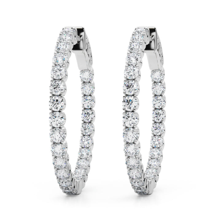 2 ct tw Lab Diamond Lab Grown Diamond 1.1 Inch 4 Prong Round Hoop