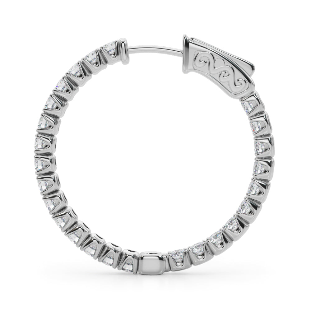 2 ct tw Lab Diamond Lab Grown Diamond 1.1 Inch 4 Prong Round Hoop