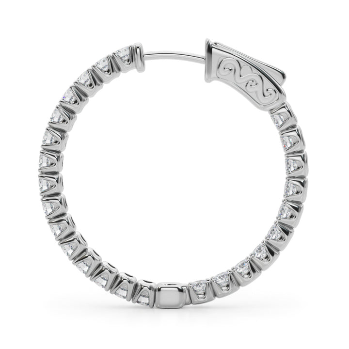 2 ct tw Lab Diamond Lab Grown Diamond 1.1 Inch 4 Prong Round Hoop