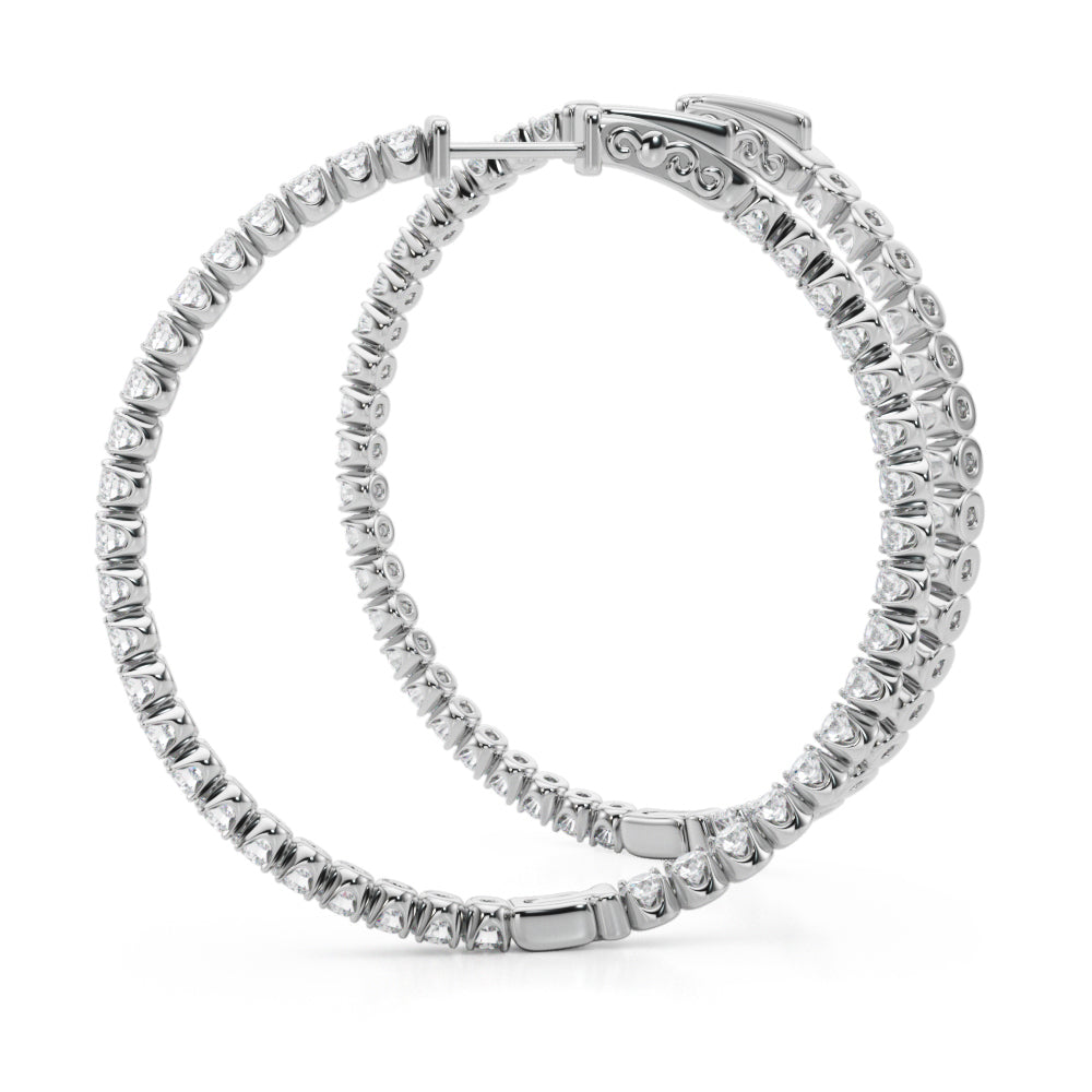 4 ct tw Lab Diamond Lab Grown Diamond 1.6 Inch 4 Prong Round Hoop