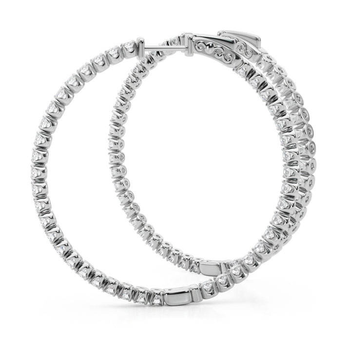 4 ct tw Lab Diamond Lab Grown Diamond 1.6 Inch 4 Prong Round Hoop