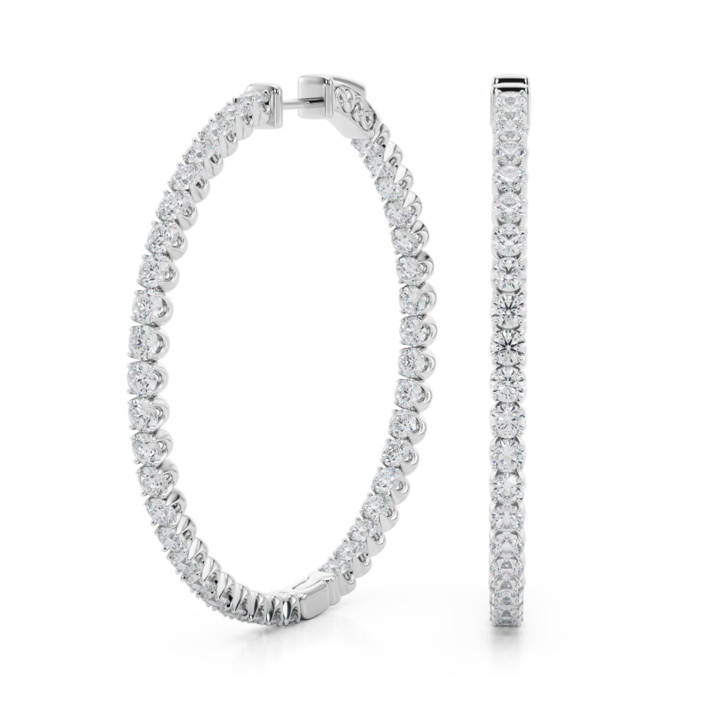 4 ct tw Lab Diamond Lab Grown Diamond 1.6 Inch 4 Prong Round Hoop