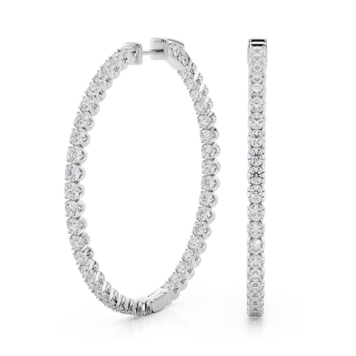 4 ct tw Lab Diamond Lab Grown Diamond 1.6 Inch 4 Prong Round Hoop