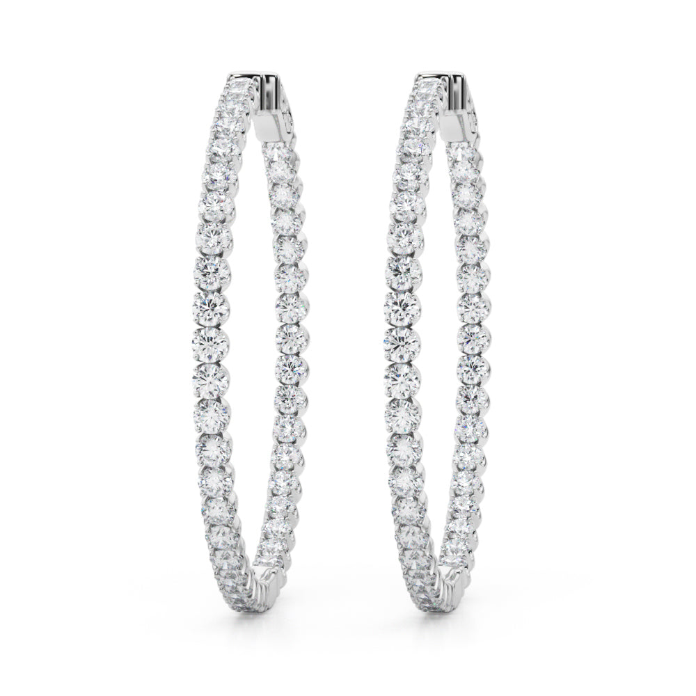 4 ct tw Lab Diamond Lab Grown Diamond 1.6 Inch 4 Prong Round Hoop