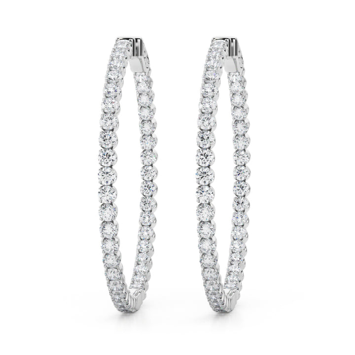 4 ct tw Lab Diamond Lab Grown Diamond 1.6 Inch 4 Prong Round Hoop