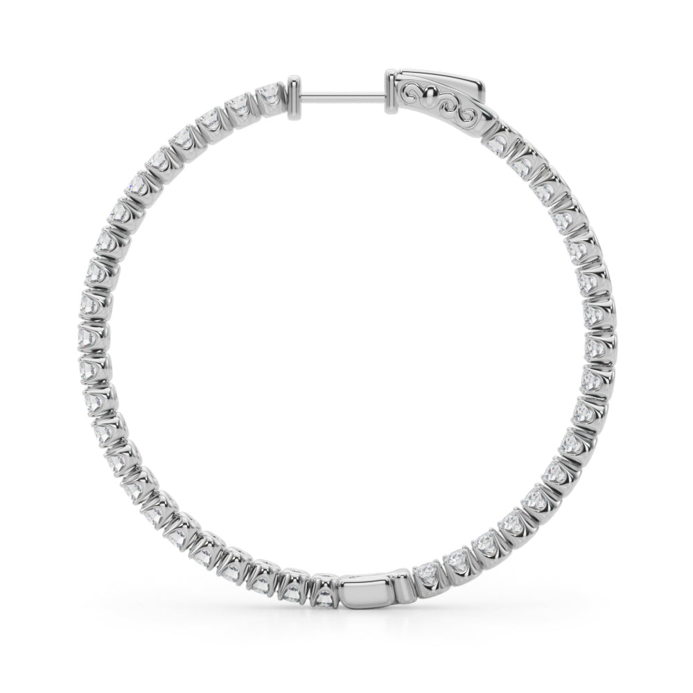 4 ct tw Lab Diamond Lab Grown Diamond 1.6 Inch 4 Prong Round Hoop
