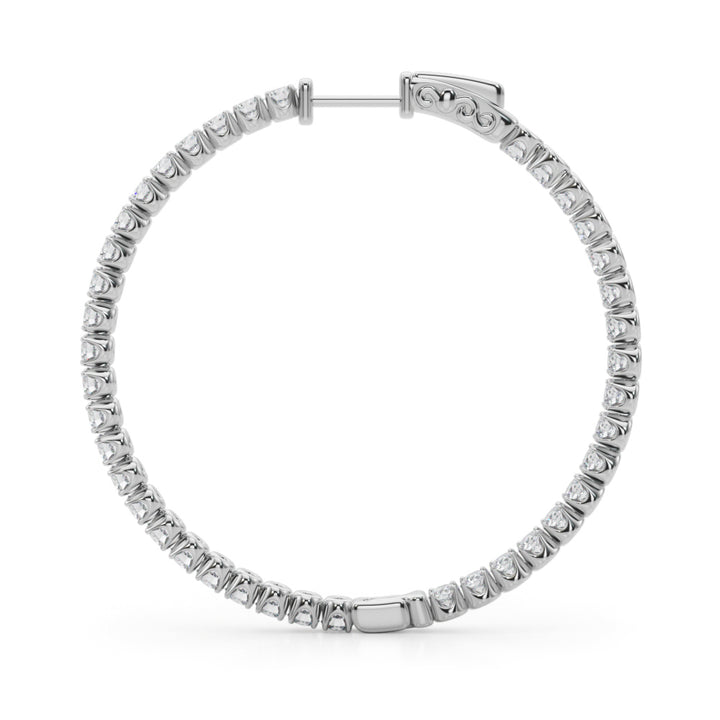4 ct tw Lab Diamond Lab Grown Diamond 1.6 Inch 4 Prong Round Hoop