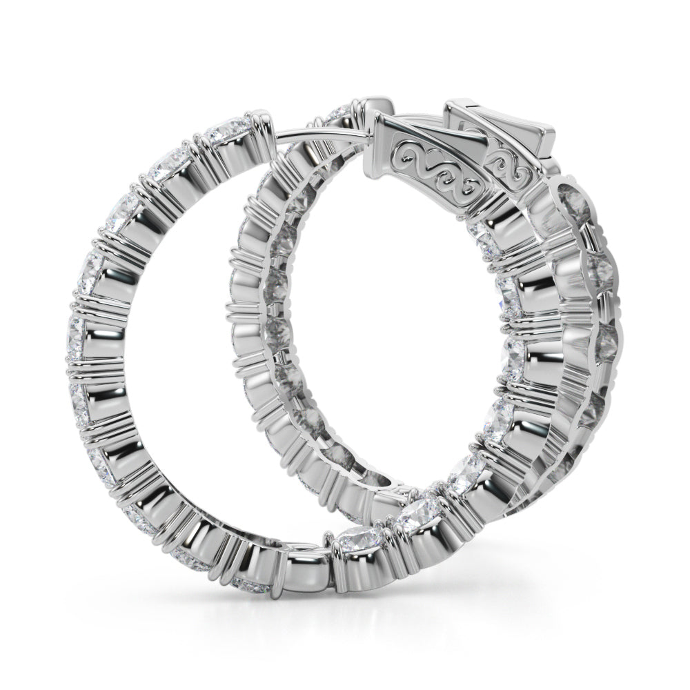 6 7/8 ct tw Lab Diamond Lab Grown Diamond 1.2 Inch 4 Prong Round Hoop
